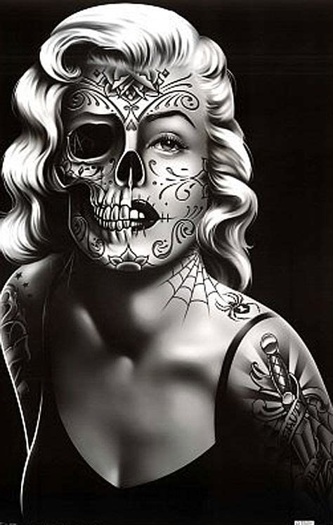skull face drawing blond art cool skull drawing woman face halloween artwork lowrider art