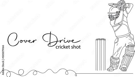 Cricket Vector Cricket Shot Illustration Batsman Logo Outline Sketch