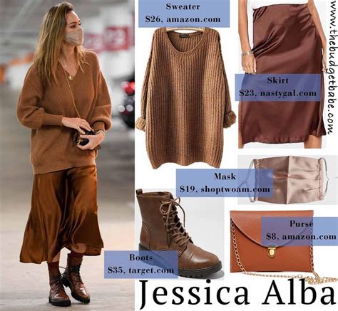 Jessica Albas Chunky Sweater Satin Skirt And Combat Boots Look For