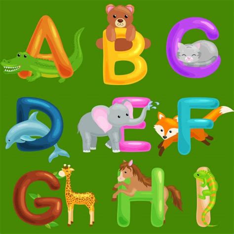 Animals Alphabet Set For Kids Abc Education In Preschool — Stock
