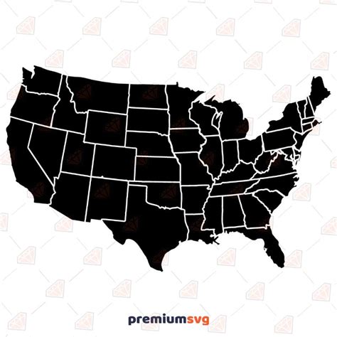 50 States Of America Map Svg Design File Premiumsvg