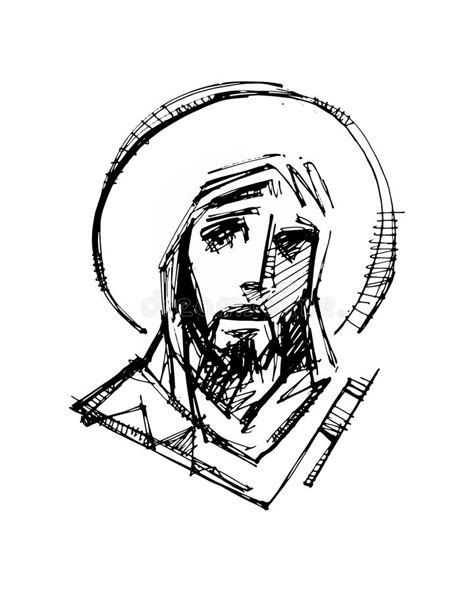 Jesus Christ Face Hand Drawnillustration Stock Vector Illustration Of