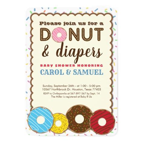 Chic Donut And Diapers Couples Baby Shower Invitation
