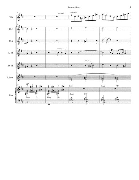 Summertime For Flute Choir Free Music Sheet