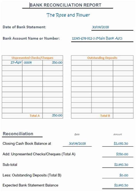 Printable Blank Bank Reconciliation Form Pdf