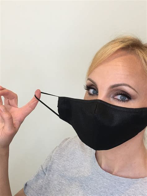 Women Adult Face Mask Black Filter Pocket Triple Layer