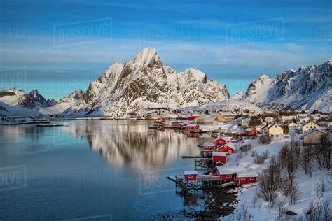 Reine Fishing Village In Winter Reinefjord Moskenesoya Lofoten