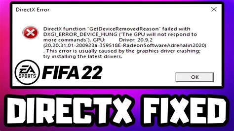 How To Fix Fifa 22 Directx Error Youtube