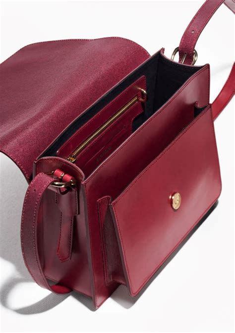 And Other Stories Image 2 Of Saddle Stitch Leather Shoulder Bag In Plum Leather Shoulder Bag