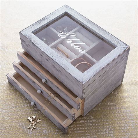 Personalised Wooden Jewellery Box With Drawers Wooden Jewelry Boxes