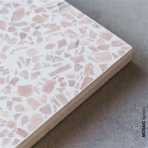 White Terrazzo Tile With Light Pink Marble Fragments From Mosaic