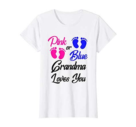 Grandmother To Be T Womens Pink Or Blue Grandma Loves You Gender Reveal T Shirt From Amazon
