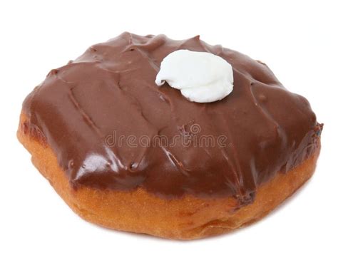 Cream Filled Chocolate Donut Stock Photo Image Of Decorated Iced