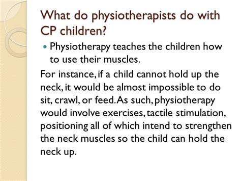 Physiotherapy Treatment Of Cerebral Palsy Physiocraft