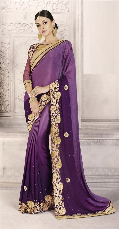 Party Wear Purple Color Saree Indian Bridal Wear Party Wear Sarees Wedding Saree Indian