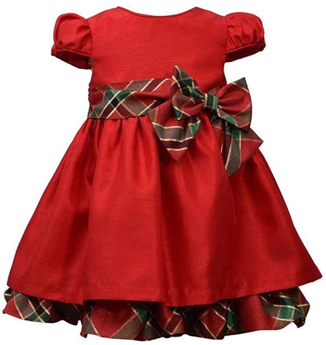 Bonnie Jean Baby Girls Holiday Christmas Dress Red With Plaid Sash