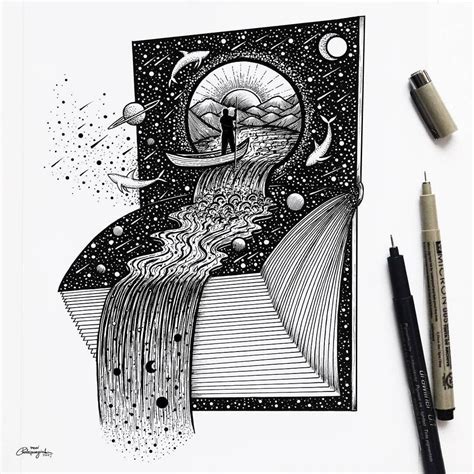 Fantasy And Surrealism In Ink Illustrations Pen Art Drawings Ink Pen