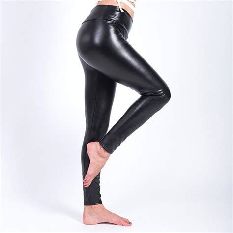 mind feet women faux leather leggings 2018 winter warm velvet legging thickening sexy black