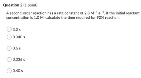 Solved A Second Order Reaction Has A Rate Constant Of Chegg Hot Sex