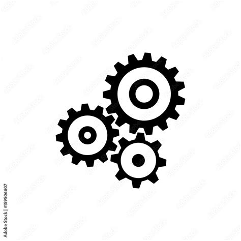 Cogwheel Gear Mechanism Icon Black Minimalist Icon Isolated On White