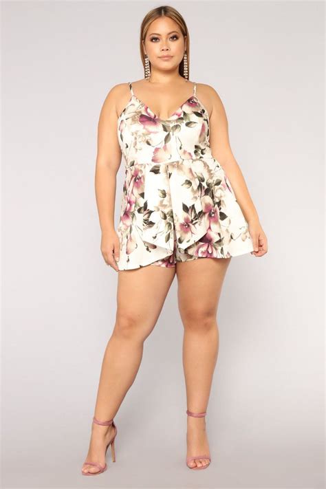 Roam Around Floral Romper Ivory Fashion Plus Size Models Rompers
