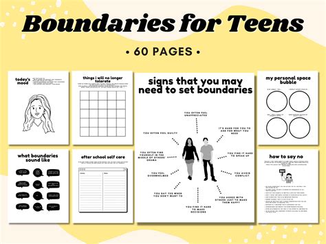 Teen Boundaries Workbook Bundle Setting Healthy Boundaries Boundaries Journal Therapy