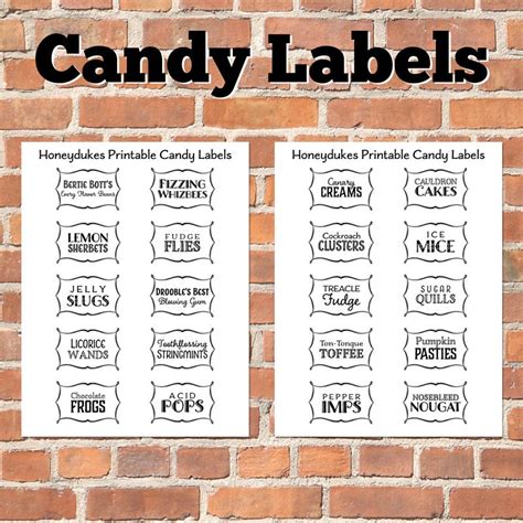 Printable Wizard Candy Labels Etsy Australia