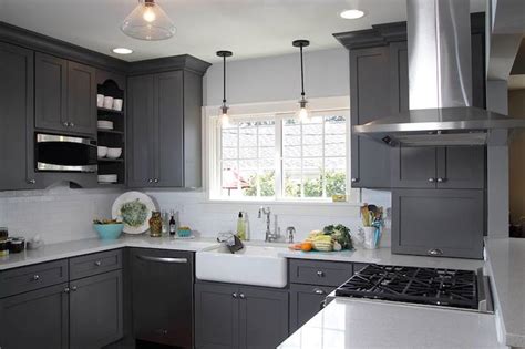 Dark Gray Cabinets Contemporary Kitchen Advantage