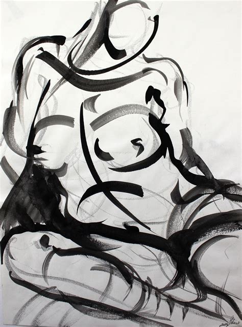 Joanna Mieszko Nude 21 Century Ink Drawing Abstract And