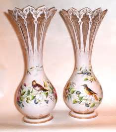 Antique Pair Overlay Glass Vases