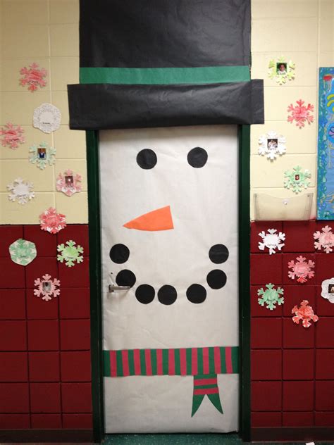 Snowman Classroom Door For Christmas Classroom Ceiling Decorations