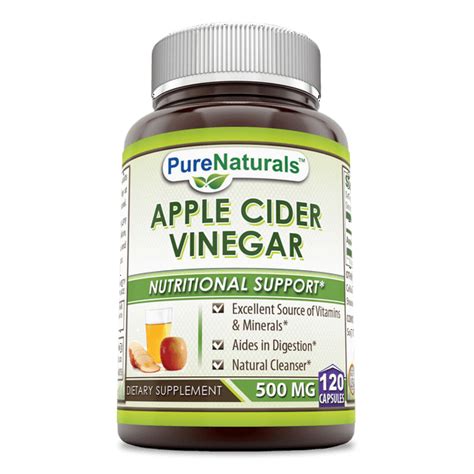 Pure Naturals Apple Cider Vinegar 500 Mg 120 Capsules