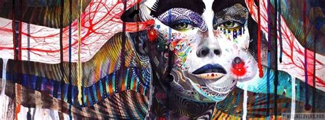 Woman Face Psychedelic Illustration Facebook Cover Photo