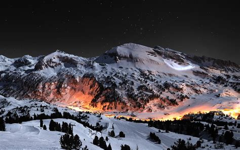 Winter Landscape Mountain Stars Night Wallpaper Coolwallpapersme