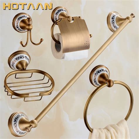2017 free shipping solid brass bathroom accessories set robe hook paper holder towel bar soap
