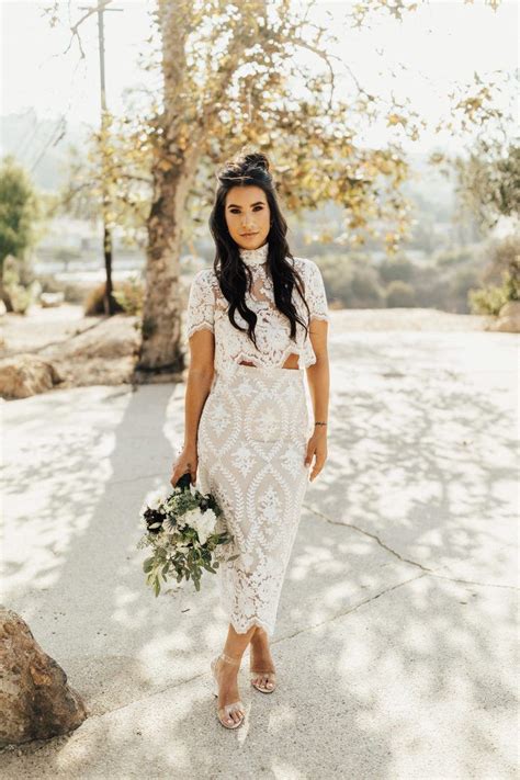 Modern Two Piece Wedding Dress With Traditional Lace Detail Image By Amazonas Photography