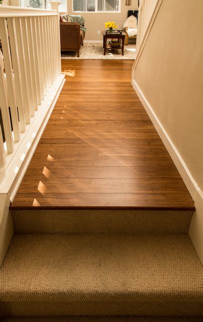 Bamboo Flooring And Carpeted Stairs San Jose Ca Hallway And Landing