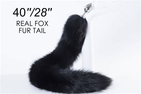 Long Tail Butt Plug Tail Sex Toy Black Real Fox Tail Plug Wolf Dildo B Aliriga