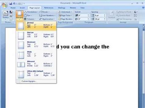 How To Change Margins In Word 2007 YouTube