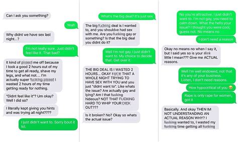Man Is Sent Abusive Texts After Refusing To Sleep With A Woman On Their