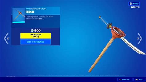 Buying The Plunja Harvesting Tool In Fortnite Youtube