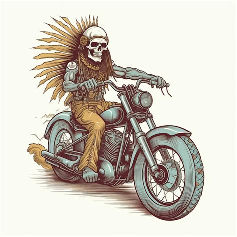 Premium Ai Image A Drawing Of A Skeleton Riding A Motorcycle With A