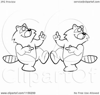Collage Raccoon Cartoon Coloring Clipart Different Dancing