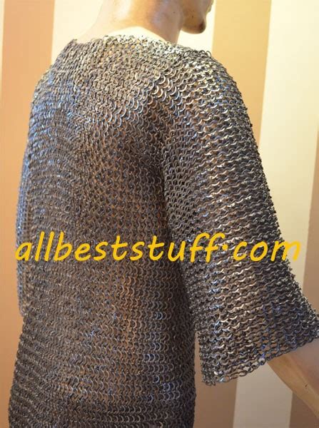 Mild Steel Flat Riveted With Flat Solid Ring Chain Mail Shirt Medium