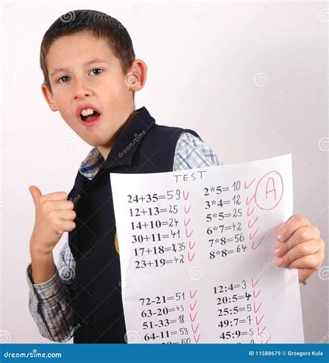 Student With A Grade Stock Image Image Of Test Proud 11588679
