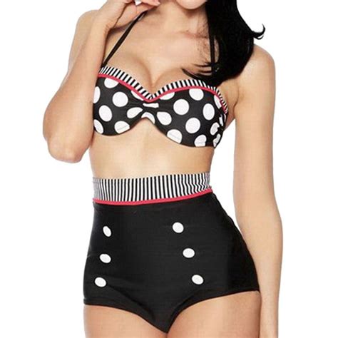 Retro Dots High Waist Bikini Sets Vintage Sexy Swimsuit Sexy