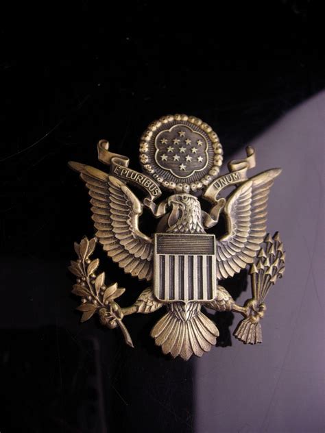 Sterling Wwii Badge Us Eagle Army Officer Hat Pin Vintage Lg