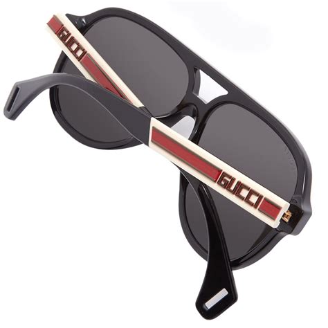 gucci sport aviator sunglasses black white and grey end us