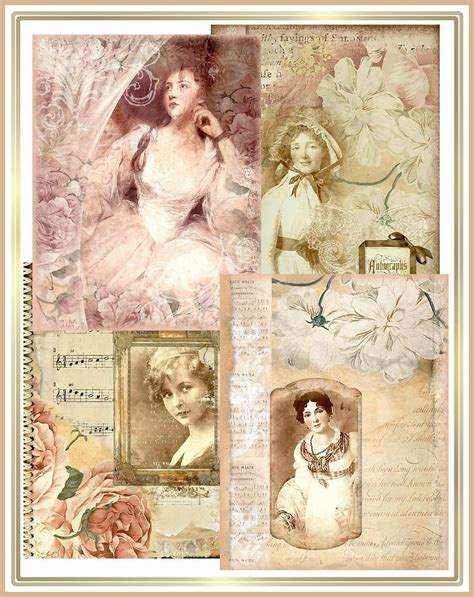 Artistic Attic Scrapbook Papers Set Of 4 Vintage Collages Etsy