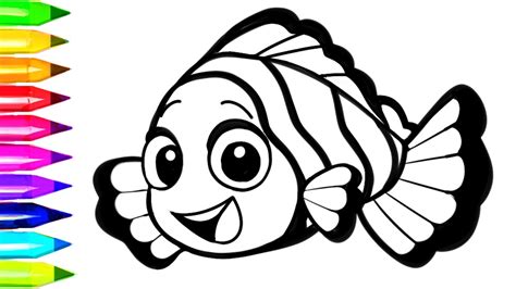 Nemo Clown Fish Coloring Pages Learn Colors For Kids With Nemo